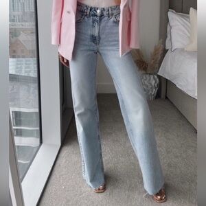 Zara High Rise Wide Leg Denim Jean